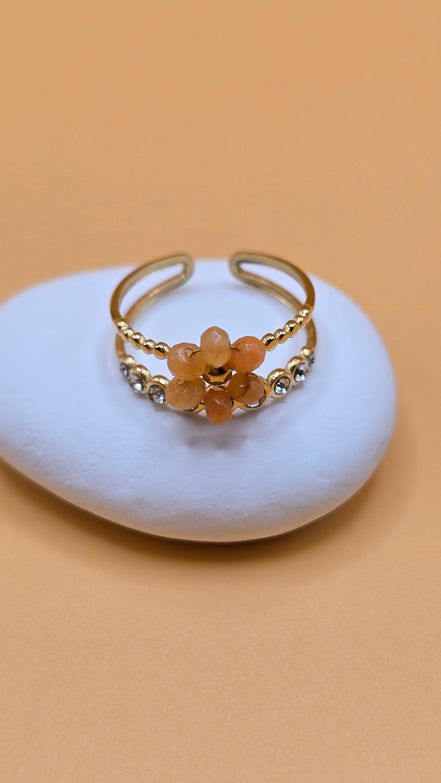 Bague florale orange