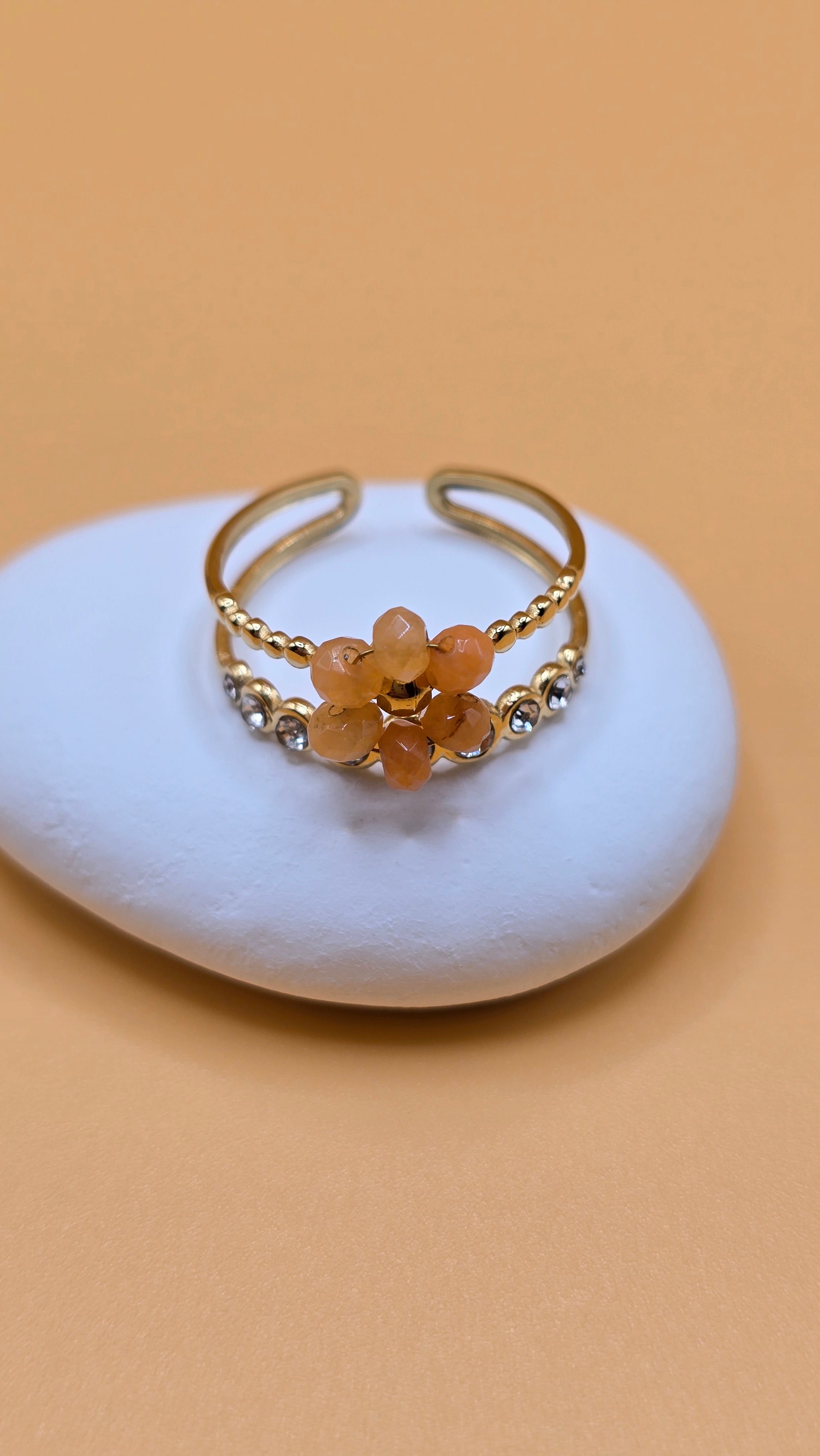 Bague florale orange