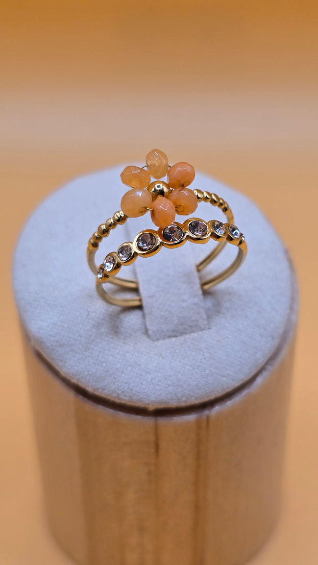 Bague florale orange