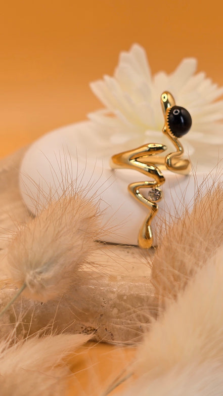 Bague pierre noire
