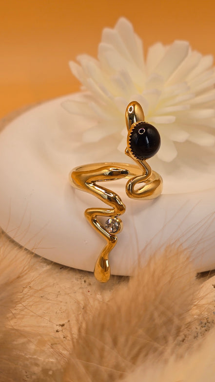 Bague pierre noire