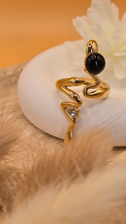 Bague pierre noire