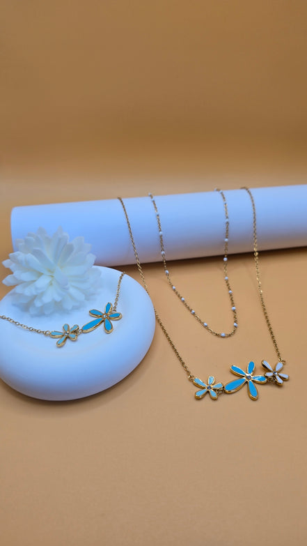 Ensemble colliers et bracelet douceur florale