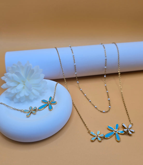 Ensemble colliers et bracelet douceur florale