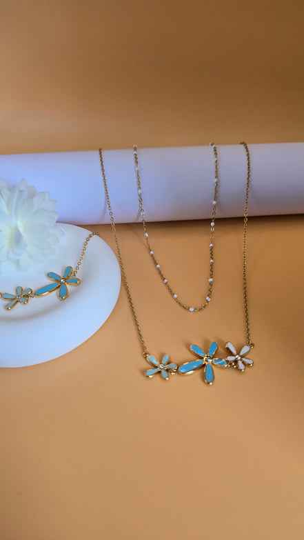 Ensemble colliers et bracelet douceur florale