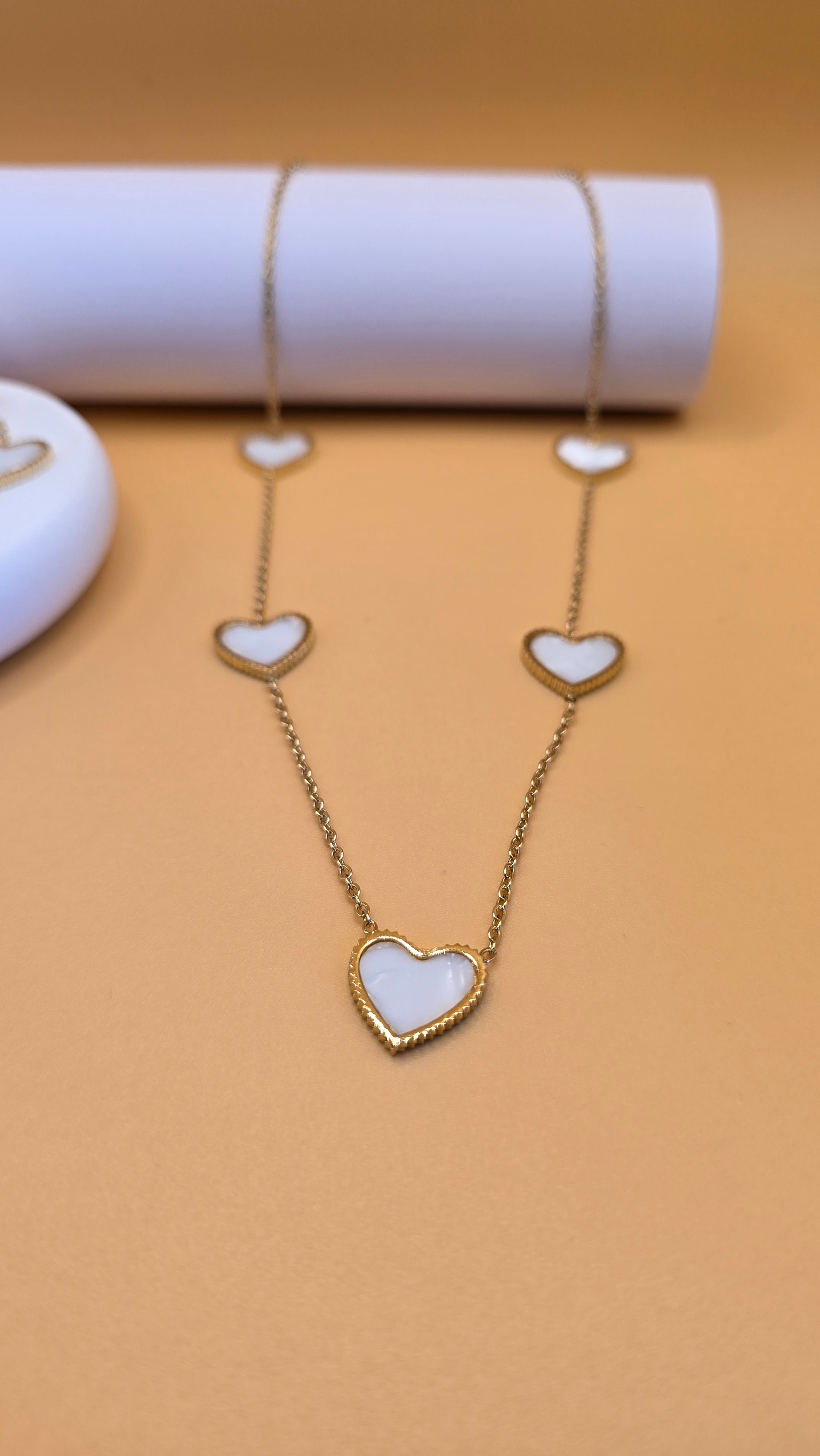 Parure collier et bracelet sucre blanc