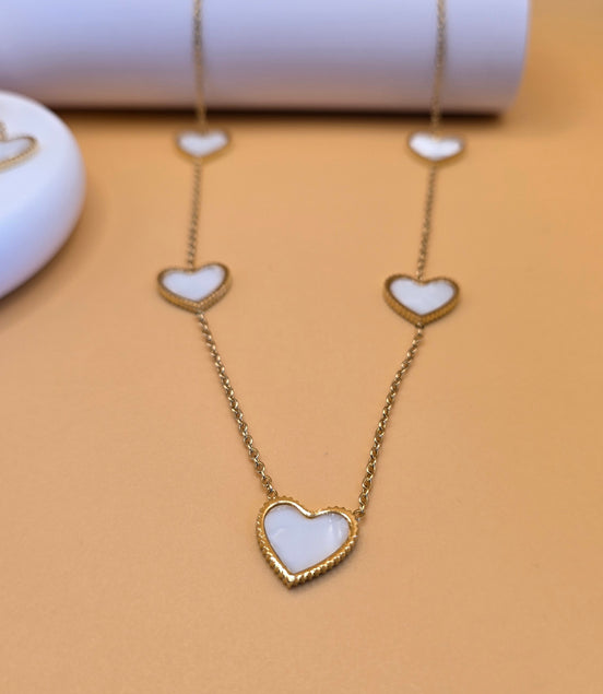 Parure collier et bracelet sucre blanc