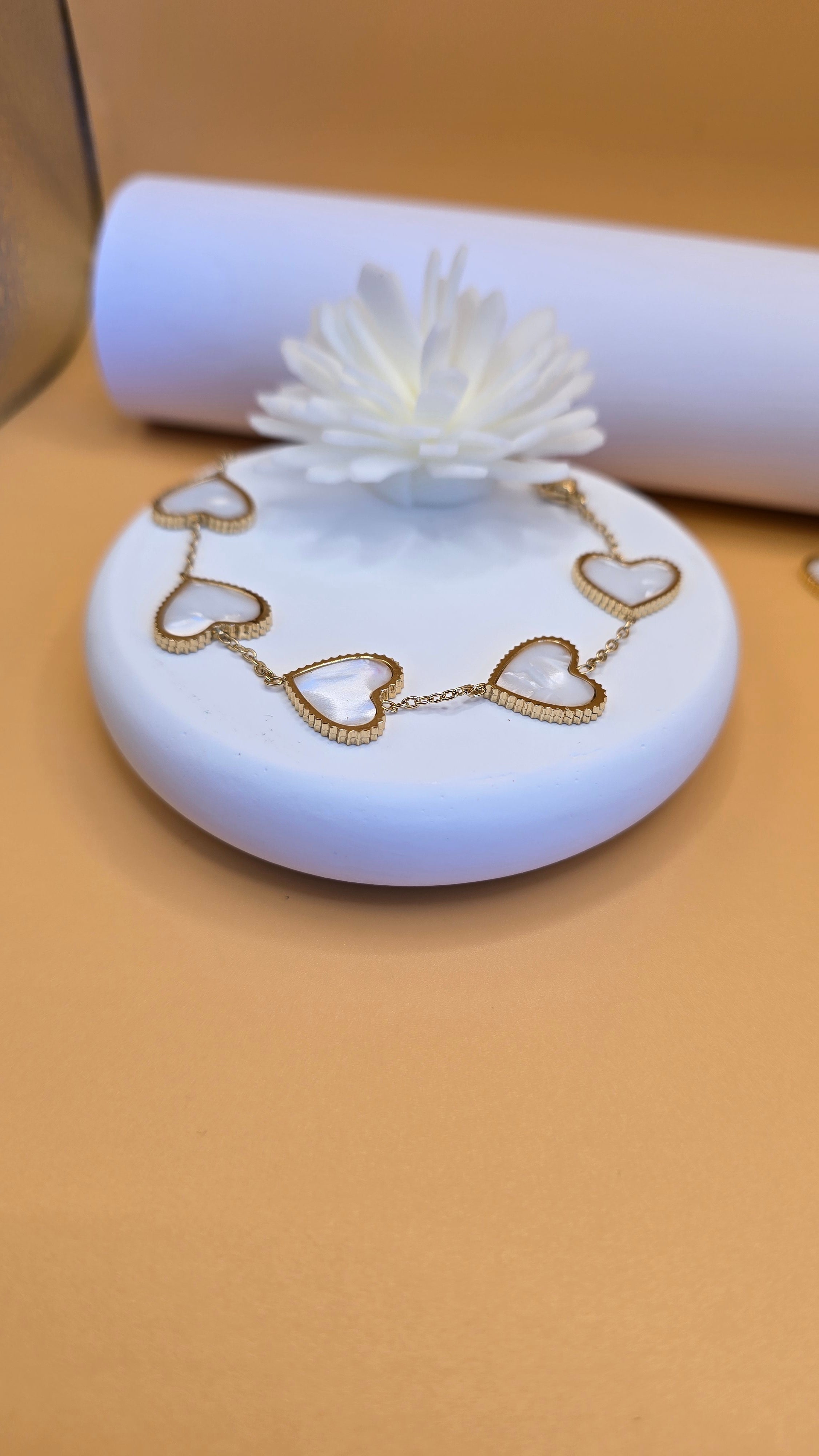 Parure collier et bracelet sucre blanc